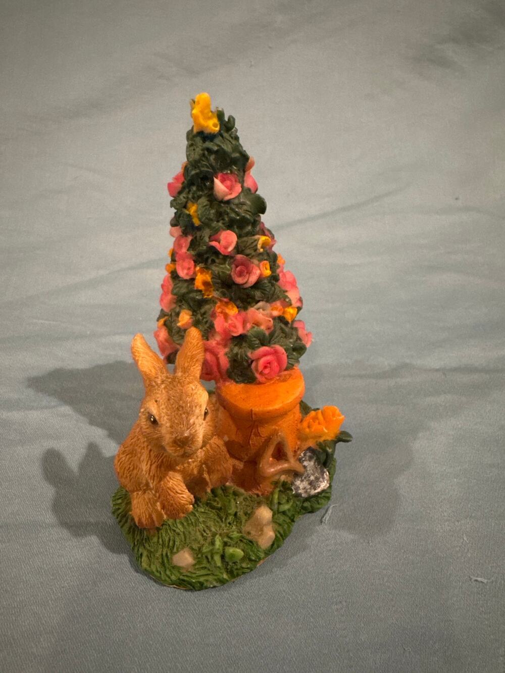 K's Collection  Vintage Bunny & Floral Topiary Figurine – Cottagecore